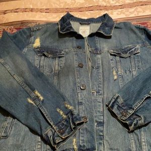 Men vintage distressed denim jacket